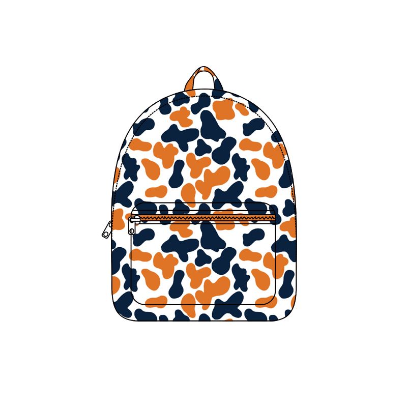 ( Moq 5 ) Preorder Baby Toddler Kids Orange Navy Camo Print Zipper Backpack Team Bag