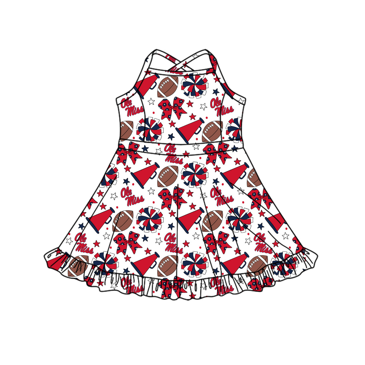 ( Moq 5 ) Baby Girls Toddler Straps Bows Stars Cheer Football Shorts Ruffle Dress Team Clothes