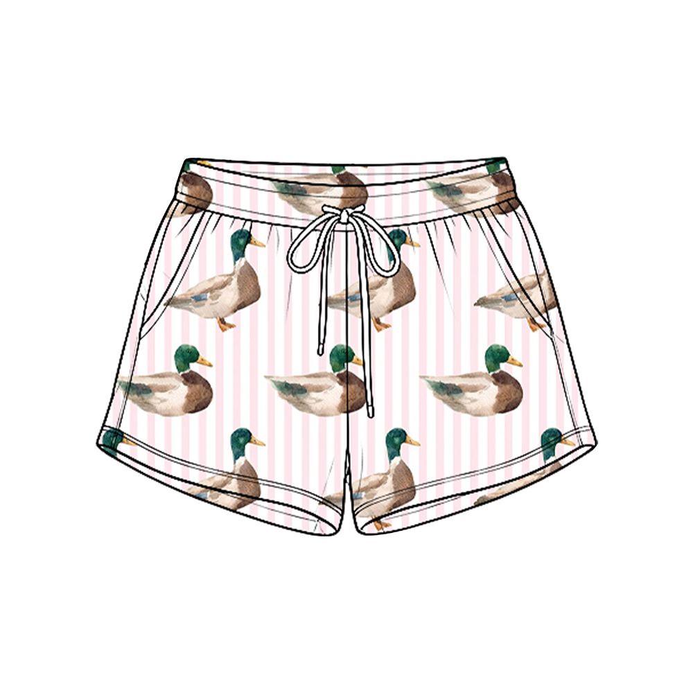 ( Moq 5 ) Preorder Baby Girls Kids Ducks Pink Stripes Pockets Shorts Bottoms Clothes