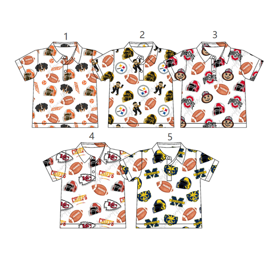 ( Moq 5 Each Style ) Sibling Baby Boys Kids Short Sleeves Football Team Buttons Shirts Tops Summer Clothes