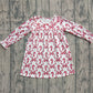 Baby Girl Long Ruffle Sleeves Red Bows Candy Cane Christmas Dress RTS