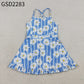 Baby Girls Kids Sleeveless Flower Blue Stripes Yoga Knee Length Yoga Dress RTS