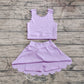 Baby Girl Light Purple Straps Vest Tops Shorts Skort Yoga Active Wear Clothes Set RTS