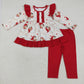 Baby Girl Long Sleeves Christmas Santa Tunic Red Pants Clothes Set RTS