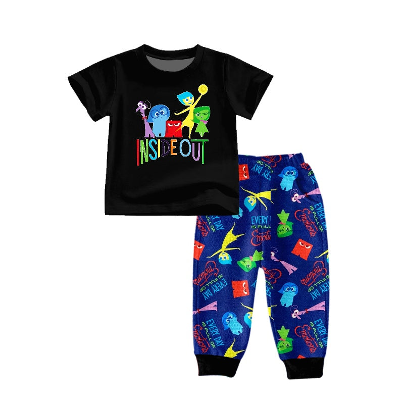 Baby Boy Short Sleeves Black Shirt Cartoon Pants Movie Set