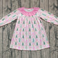 Baby Girl Long Sleeves Tree Bows Christmas Ruffle Knee Length Dress RTS