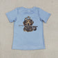 Sibling Baby Boys Kids Short Sleeves Dog Fishing Blue Shirts Tops RTS
