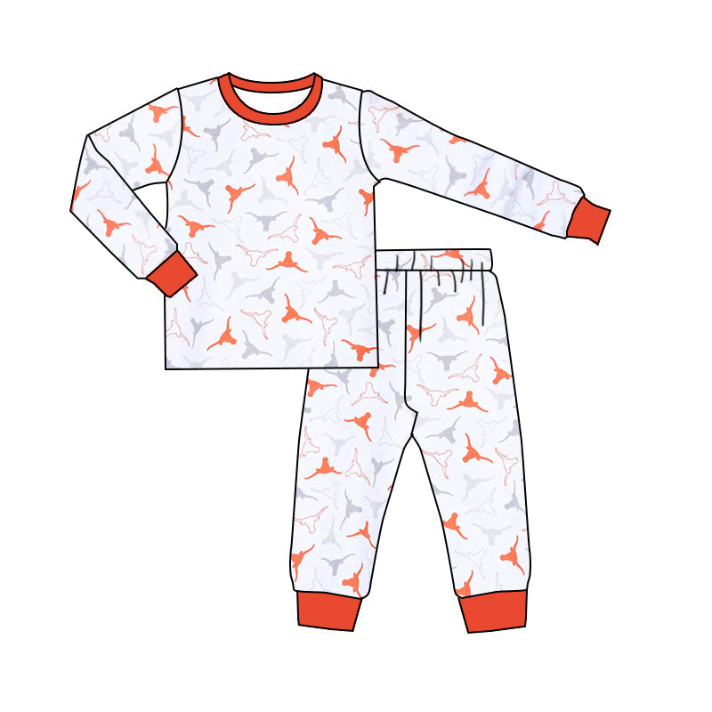 Baby Kids Long Sleeves TX Cows Shirt Pants Pajamas Set