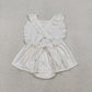 Sibling Baby Girls Infant Straps Embroidery Cross Easter Bubble Romper Dress RTS