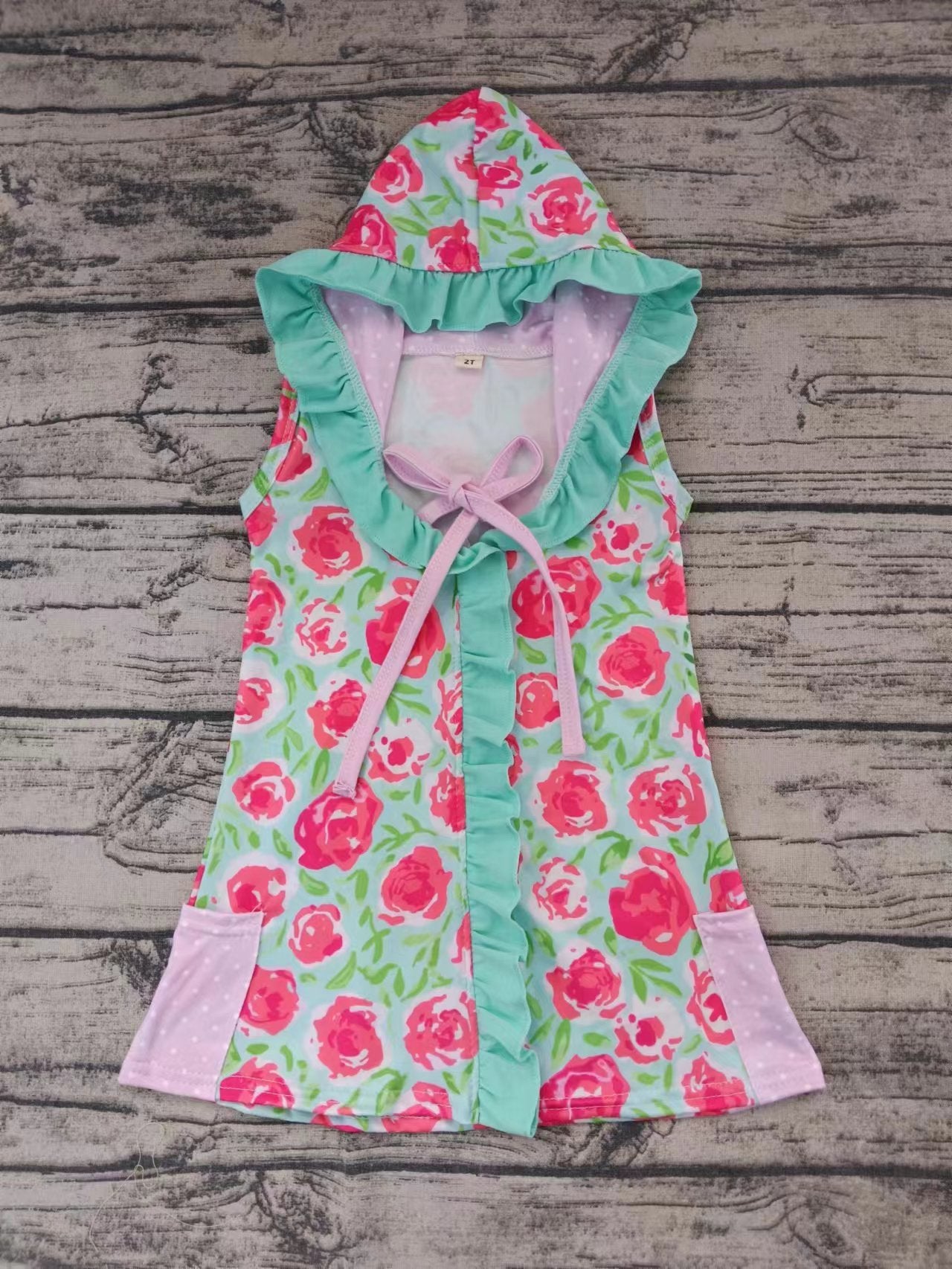 Moq 5 Baby Girl Sleeveless Flower Cardigan Hoodie Tops