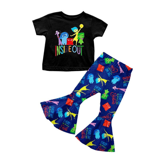 Baby Girl Black Tops Cartoon Bell Pants Movie Set