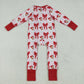 Baby Girl Long Sleeves Christmas Santa Red Bows Zipper Romper RTS