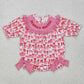 Baby Girl Short Sleeves Embroidery Mama's Bestie Smocked Bows Bubble Romper