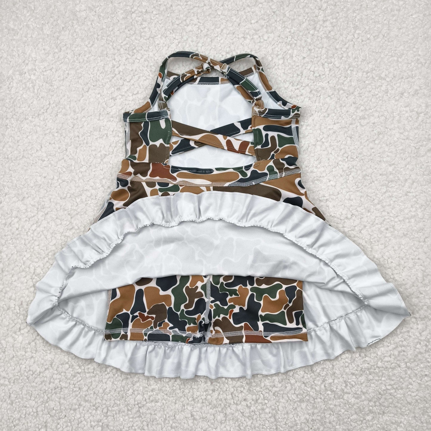 Baby Girl Dark Brown Camo Yoga Active Wear Knee Length Dress RTS