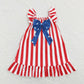 GSD0675 July 4th Baby Girl Short Sleeves Stripes Bow Dress