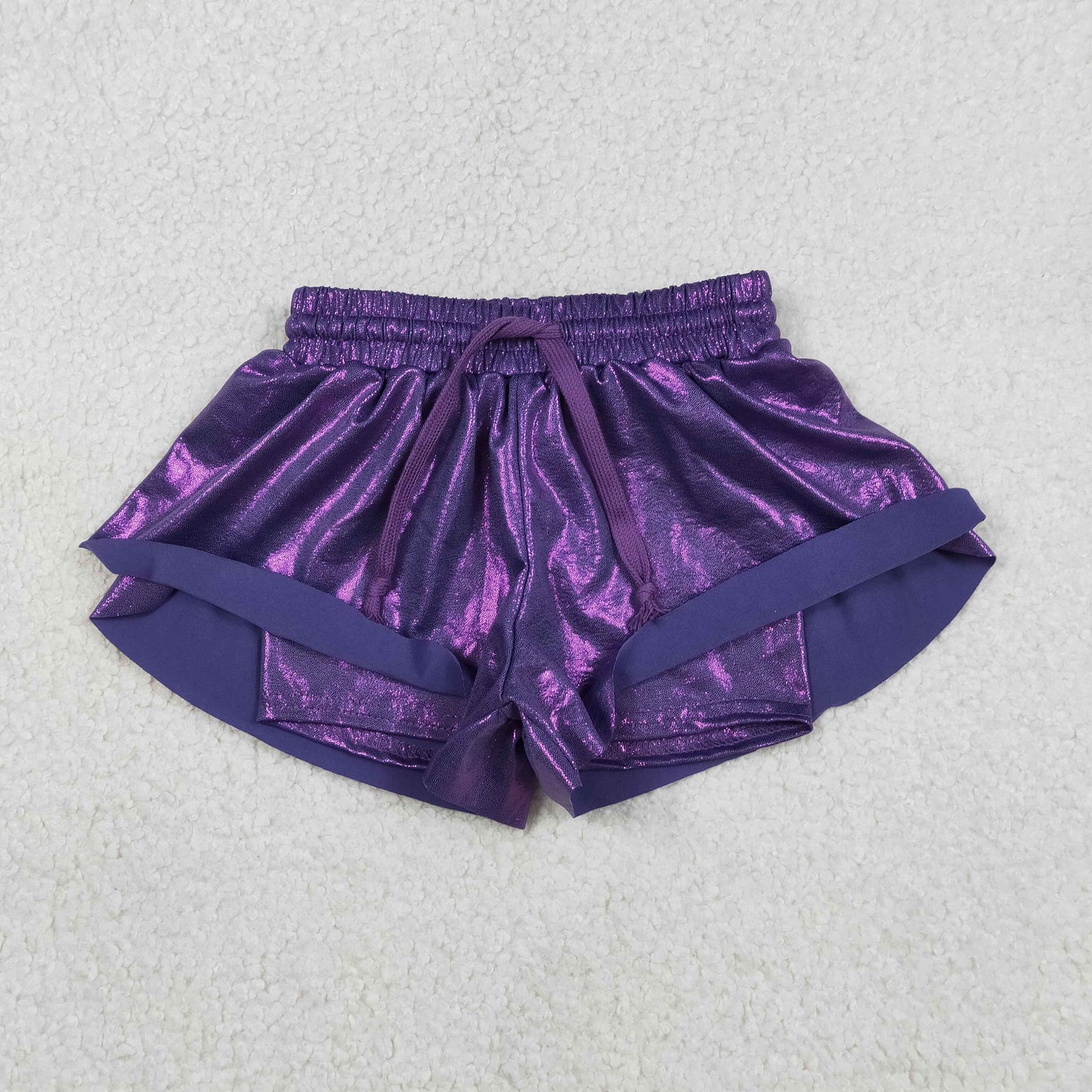 Sibling Baby Girls Kids Purple Yellow Leather Shorts Bottoms RTS
