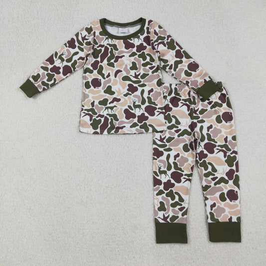 Baby Boy Long Sleeves Ducks Dogs Camo Shirt Pants Hunting Pajamas Set RTS