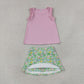 Baby Girls Kids Sleeveless Pink Tops Flower Yoga Skirt Shorts Set RTS