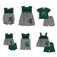 ( Moq 5 Each Style ) Baby Boys Girls Kids Plaid Team Sibling Green Rompers Dress Sets