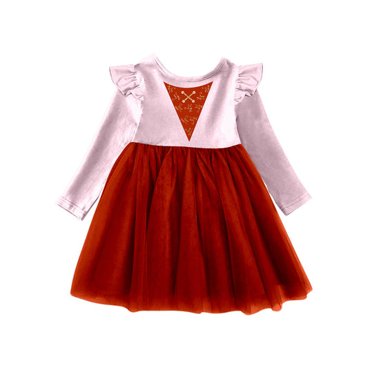 Baby Girl Pink Long Sleeves Red Tulle Dress