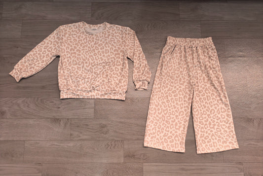 ( No moq ) Preorder Baby Girls Kids Long Sleeves Shirt Leopard Pockets Pants Set Clothes