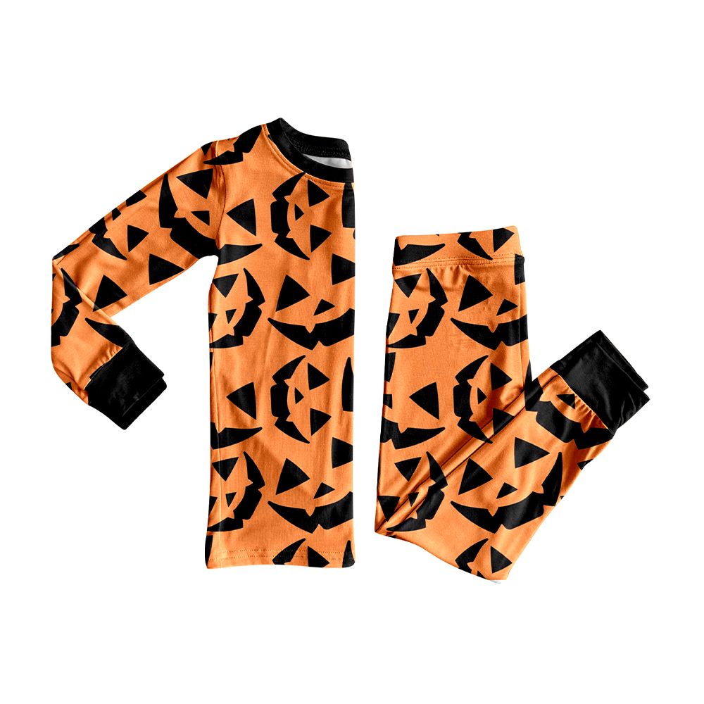 ( Moq 5 ) Preorder Baby Boys Kids Long Sleeves Halloween Pumpkins Shirt Pants Pajamas Set Clothes