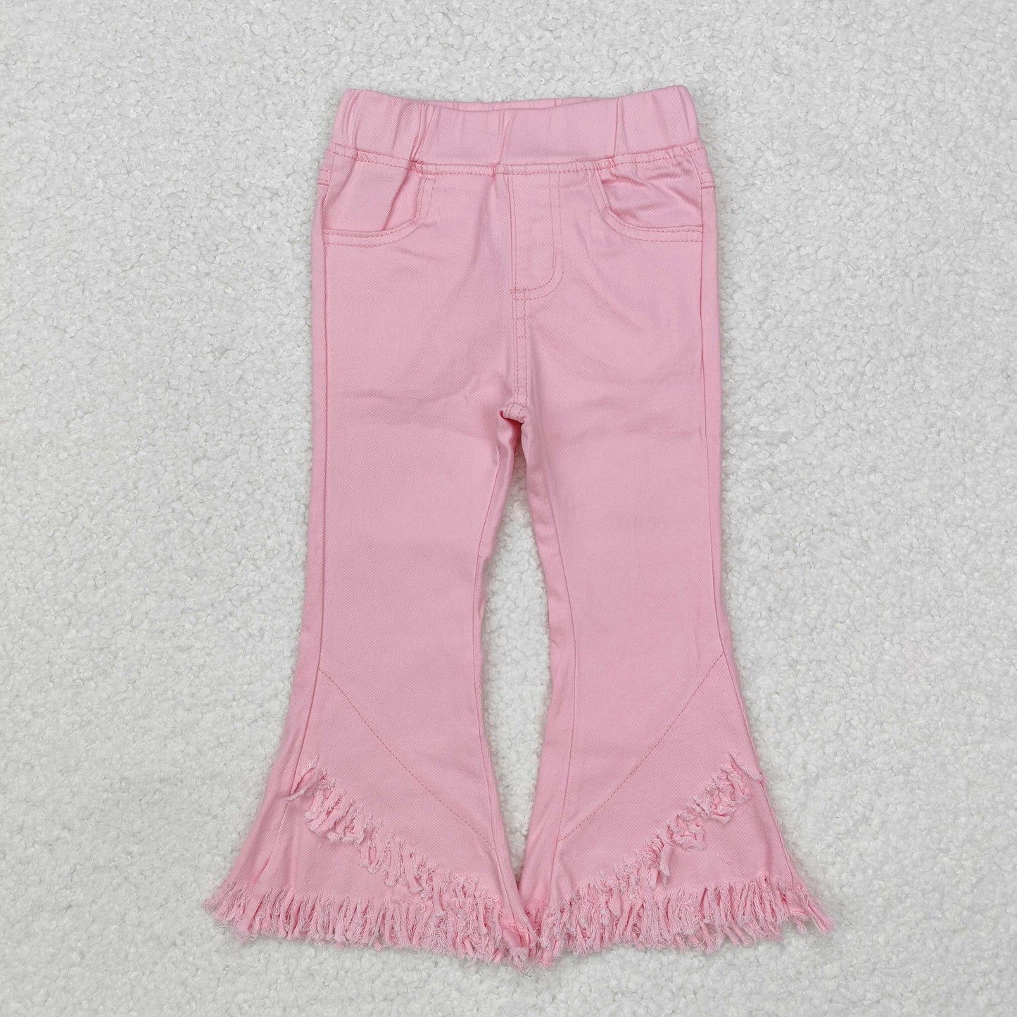 Baby Girl Pink Tassel Ruffle Denim Jeans Pants