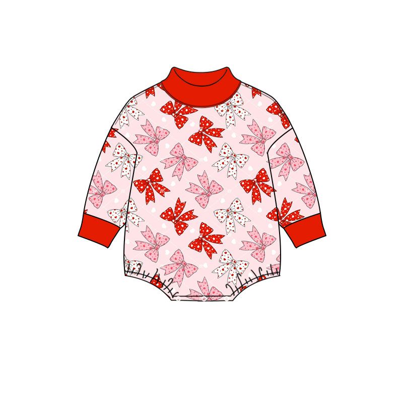 ( Moq 5 ) Preorder Baby Girls Infant Bows Hearts Valentine Bubble Romper Clothes