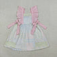 Baby Girls Short Sleeves Floral Pink Bows Knee Length Dress RTS