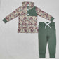 Baby Boy Long Sleeves Fall Green Camo Pullovers Tops Shirt Pants Clothes Set