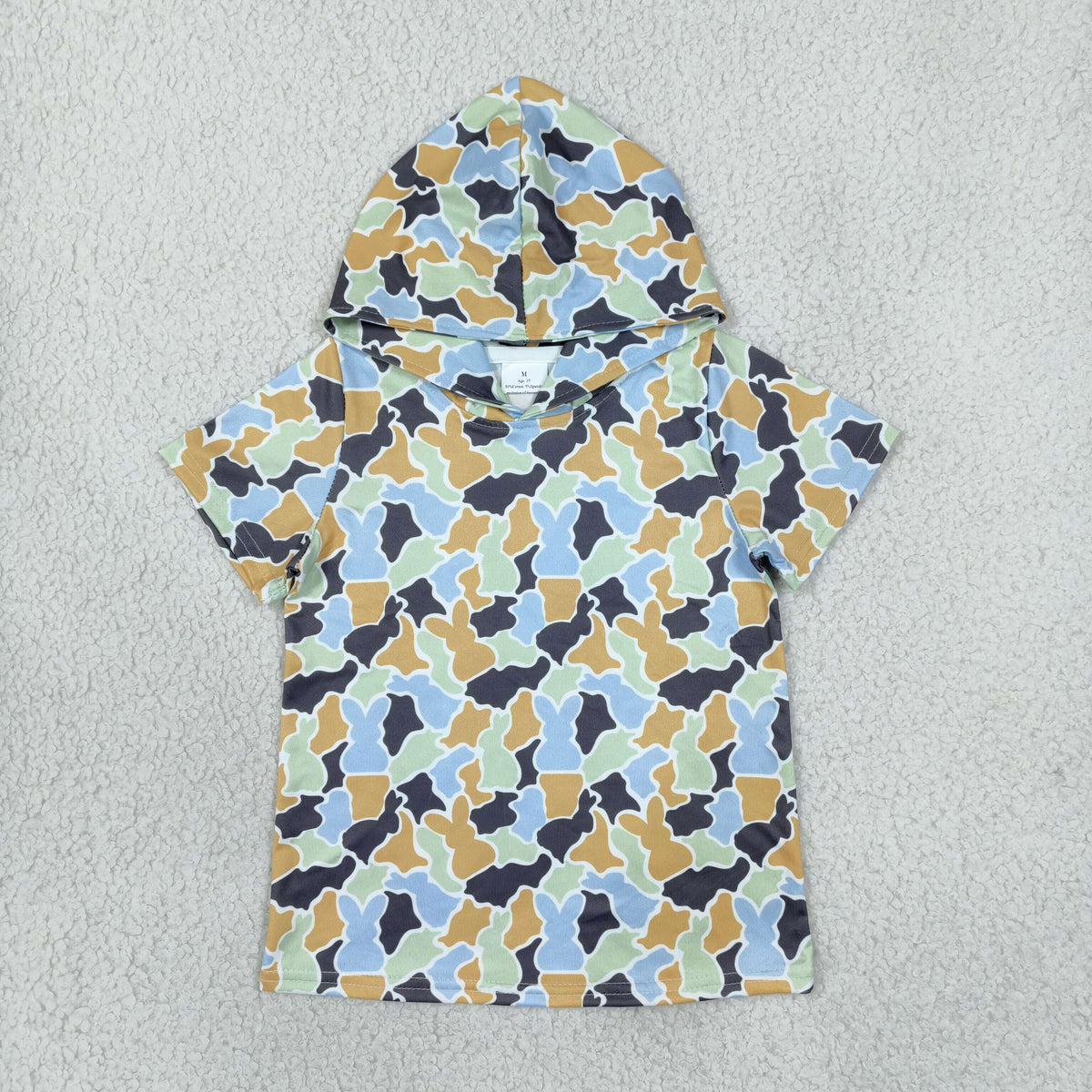Baby Boys Toddler Short Sleeves Rabbits Hoodie Easter Shirt Tops Camo Clothes RTS