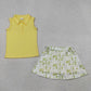 Baby Girls Kids Sleeveless Yellow Buttons Shirt Golf Skirt Summer Clothes Set RTS