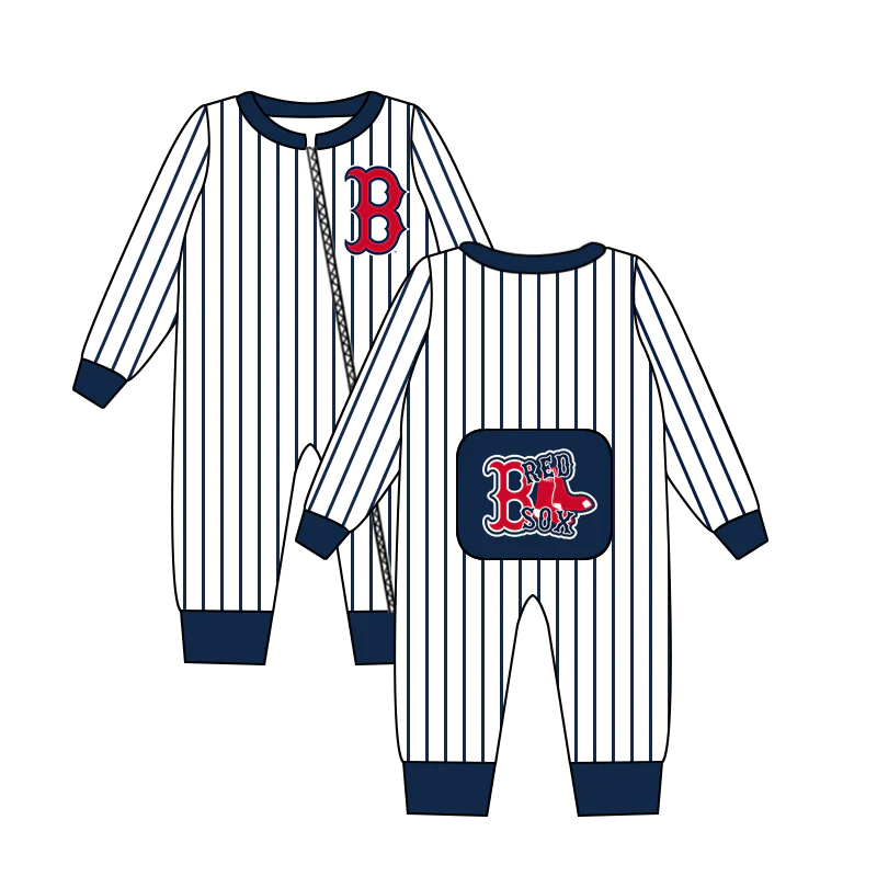 Baby Boy Team Stripes Long Sleeves Zipper Romper