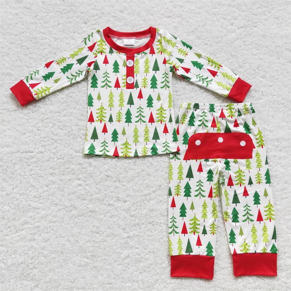 Sibling Boys Girls Adult Kids Christmas Trees Family Zipper Rompers Pajamas Sets RTS