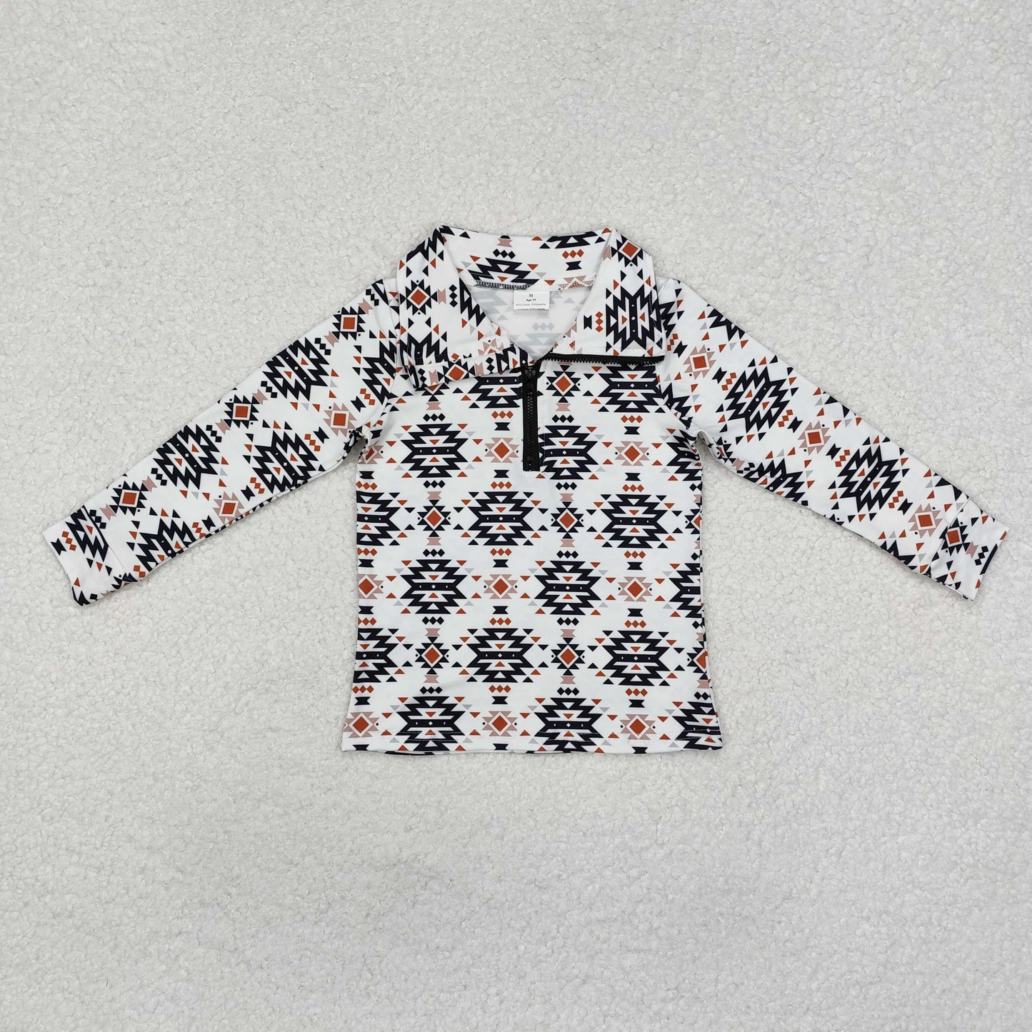 Baby Boy Long Sleeves Western Aztec Zipper Pullovers Shirt Tops