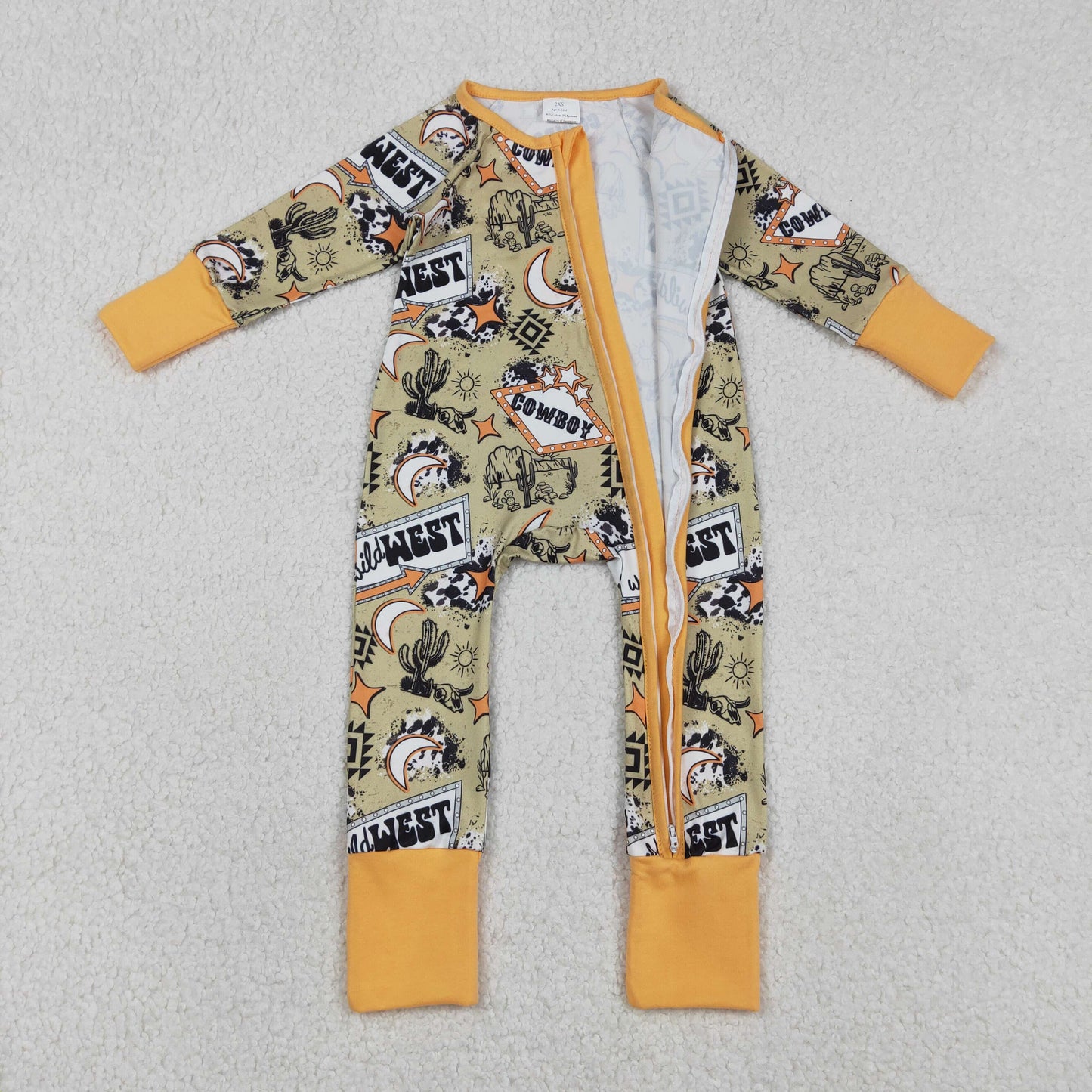 Baby Boys Infant Long Sleeves Cactus Aztec Western Zipper Footie Sleeper Romper RTS