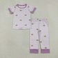 Baby Boys Donuts Shirt Purple Plaid Embroidery Pants Pajamas Mardi Gras Set RTS