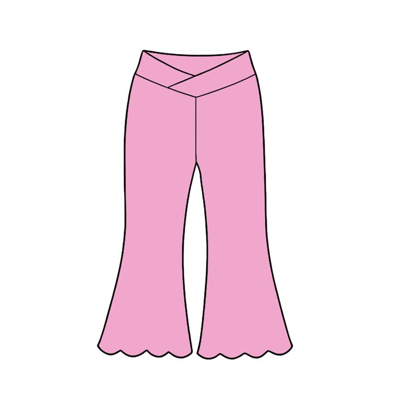 ( Moq 5 ) Baby Girls Kids Scallop Bell Pants Bottoms Yoga Active Pink Clothes