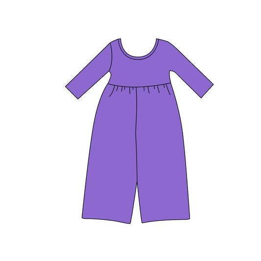 ( Moq 5 ) Preorder Baby Girls Kids Long Sleeves Purple Pants Cotton Jumpsuit Clothes