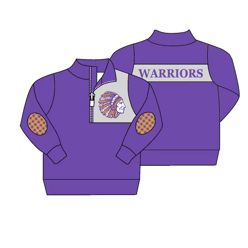 Baby Boy Purple Long Sleeves Buttons Pullover Team Shirt Tops