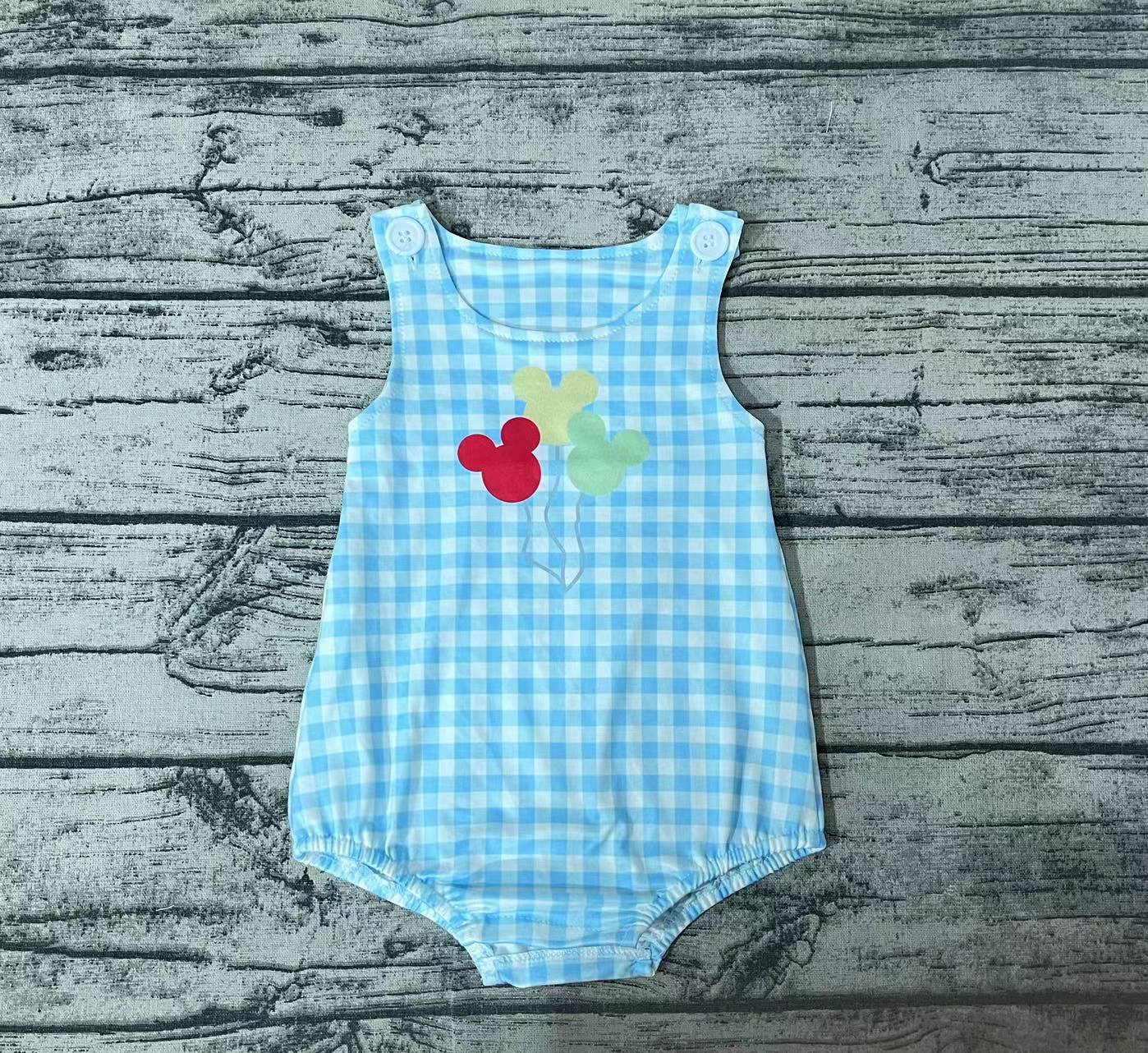 Baby Boy Balloons Cartoon Plaid Summer One Piece Romper