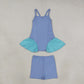 Baby Girls Kids Straps Tunic Shorts Blue Yoga Active Summer Set RTS