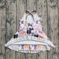 Baby Girl Sleeveless Halloween Bows Ruffle Purple Yoga Active Knee Length Dress RTS