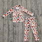 Kids Girls Orange Bows Pockets Zipper Shirt Pants Yoga Football Cheer Set RTS