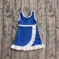 ( No moq ) Preorder Baby Girls Kids Sleeveless Shorts Scallop Dress Yoga Active Blue Clothes