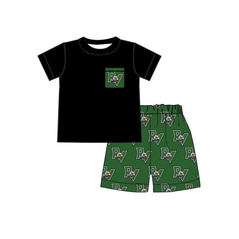 baby boy black short sleeves shirt shorts team set