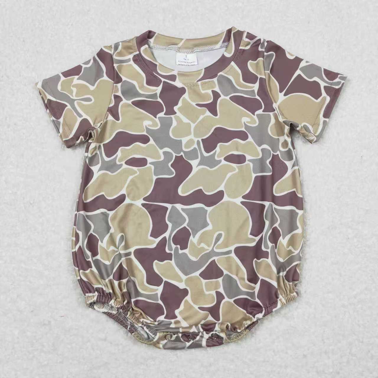 Sibling Baby Boys Short Sleeves Camo Bubble Rompers RTS