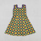 Baby Girls Kids Sleeveless Mardi Gras Checked Yoga Shorts Knee Length Dress RTS
