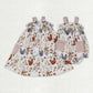 Baby Girl Straps Farm Chicken Flower Sibling Romper Dress RTS
