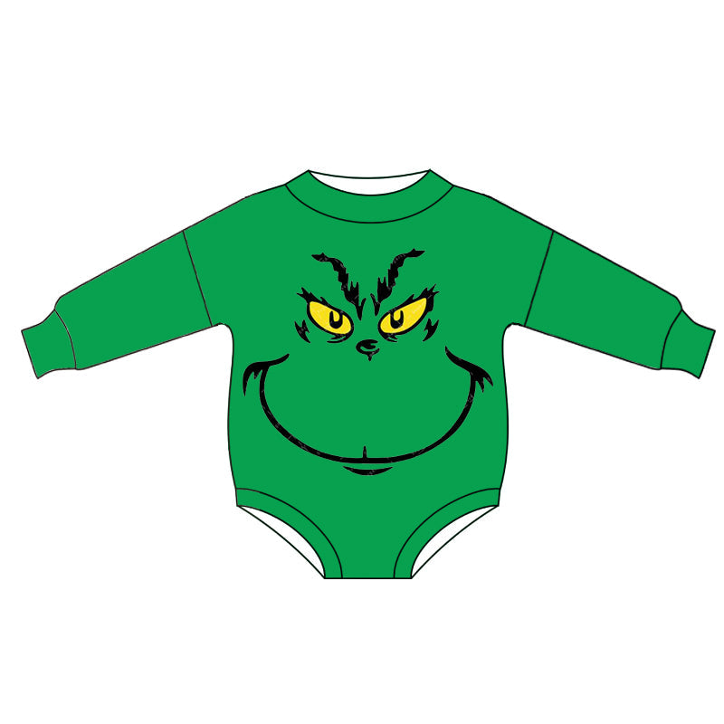 Baby Kids Long Sleeves Christmas Green Face Romper